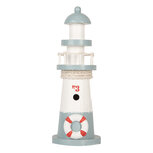 Clayre & Eef   | Decoratie Vuurtoren Wit Blauw ø 8x22 cm | 6H2404
