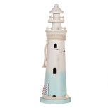 Clayre & Eef   | Decoratie Vuurtoren Wit Blauw ø 13x42 cm | 6H2412