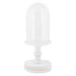 Clayre & Eef   | Stolp Transparant Wit ø 14x34 cm | 6GL5059W