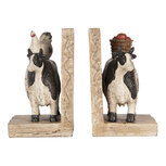 Clayre & Eef   | Boekensteunen set van 2 Koeien Bruin Zwart 17x10x14 cm | 6PR5480