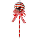 Clayre & Eef | Kerstdecoratie Hanger Lolly Rood Zilverkleurig ø 9x25 cm | 66115R Clayre & Eef | Kerstdecoratie Hanger Lolly Rood Zilverkleurig ø 9x25 cm | 66115R