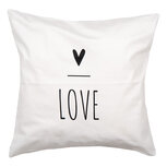 Clayre & Eef   | Kussenhoes Wit Zwart 45x45 cm | BHS21