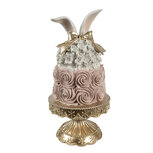 Clayre & Eef   | Decoratie taart Wit Roze Goudkleurig ø 17x35 cm | 6PR5228