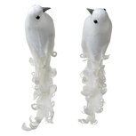 Clayre & Eef   | Decoratie Vogel (Set van 2) Wit 19x9x10 cm | 66144