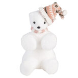 Clayre & Eef   | Decoratie Ijsbeer Wit Roze 11x11x18 cm | 66120