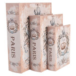 Clayre & Eef   | Opbergdoos Beige Blauw (3) 27x22x7 / 22x17x6 / 17x12x4 cm | 66262