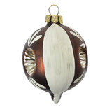 Clayre & Eef   | Kerstbal Bruin Wit ø 5x7 cm | 6GL4706