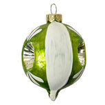 Clayre & Eef   | Kerstbal Groen Wit ø 5x7 cm | 6GL4709