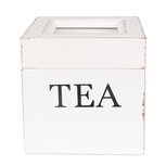 Clayre & Eef   | Theedoos Wit Zwart 12x12x12 cm | 6H2397