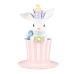 Clayre & Eef   | Decoratie Konijn op hoed Wit Roze ø 18x26 cm | 6PR5221