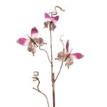 Clayre & Eef   | Decoratie Tak met vlinders Roze 14x5x85 cm | 50808