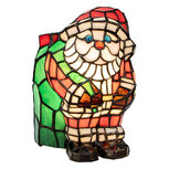 Clayre & Eef | Tiffany Tafellamp Kerstman Rood Wit 17x11x22 cm E14/max 1x15W | 5LL-9360 Clayre & Eef | Tiffany Tafellamp Kerstman Rood Wit 17x11x22 cm E14/max 1x15W | 5LL-9360