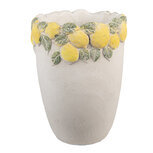 Clayre & Eef   | Bloempot Binnen Wit Geel ø 17x23 cm | 6TE0570M