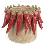 Clayre & Eef   | Bloempot Binnen Beige Rood ø 21x17 cm | 6TE0579L