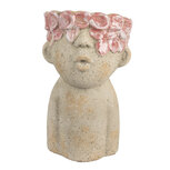 Clayre & Eef   | Bloempot Binnen Beige Rood 16x15x25 cm | 6TE0584M