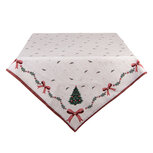 Clayre & Eef   | Vierkant Tafelkleed Beige Groen Rood 100x100 cm | TCH01