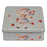 Clayre & Eef   | Blikken Bewaardoos Blauw Rood 17x17x6 cm | 6BL0139