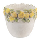 Clayre & Eef   | Bloempot Binnen Wit Geel ø 14x12 cm | 6TE0571