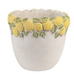 Clayre & Eef   | Bloempot Binnen Wit Geel ø 16x15 cm | 6TE0572S