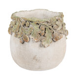 Clayre & Eef   | Bloempot Binnen Beige Groen ø 15x13 cm | 6TE0573S