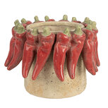 Clayre & Eef   | Bloempot Binnen Beige Rood ø 17x13 cm | 6TE0579M