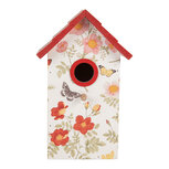 Clayre & Eef   | Vogelhuis Wit Rood 15x10x22 cm | 6H2450