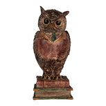 Clayre & Eef   | Spaarpot Uil Bruin Rood 16x15x35 cm | 6PR5579