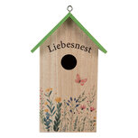 Clayre & Eef   | Vogelhuis Wit Groen 14x10x23 cm | 6H2453