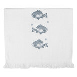 Clayre & Eef   | Gastendoekje Wit Blauw 40x66 cm | CT034