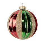 Clayre & Eef | Kerstbal Groen Rood ø 10x11 cm | 6GL5116 Clayre & Eef | Kerstbal Groen Rood ø 10x11 cm | 6GL5116