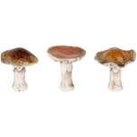 Dekoratief | Paddenstoeltje, oranje/bruin, keramiek, 7x7x7cm, set van 3 stuks | A255013