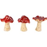 Dekoratief | Paddenstoeltje, rood/naturel, keramiek, 10x10x12cm, set van 3 stuks | A255027