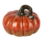 Dekoratief | Deco pompoen, oranje/groen, porselein, 12x12x9cm | A255127