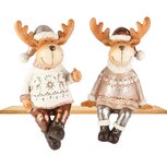 Dekoratief | Rendier zittend m/kerstmuts, wit/brons, resina, 11x11x18cm, set van 2 stuks | A255220 Dekoratief | Rendier zittend m/kerstmuts, wit/brons, resina, 11x11x18cm, set van 2 stuks | A255220