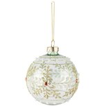 Dekoratief | Hanger bal m/sneeuwvlokken, transparant, glas, 8x8x8cm | A255279