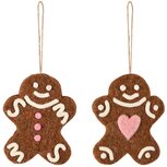 Dekoratief | Hanger cookie, bruin/wit/roze, stof, 8x10x1cm, set van 2 stuks | A255338 Dekoratief | Hanger cookie, bruin/wit/roze, stof, 8x10x1cm, set van 2 stuks | A255338