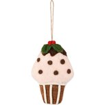 Dekoratief | Hanger cupcake, roze/bruin, stof, 8x4x13cm | A255343