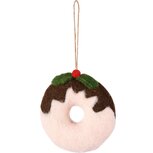 Dekoratief | Hanger donut, roze/bruin, stof, 9x9x3cm | A255345