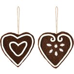 Dekoratief | Hanger hartje, bruin/wit, stof, 11x1x11cm, set van 2 stuks | A255346 Dekoratief | Hanger hartje, bruin/wit, stof, 11x1x11cm, set van 2 stuks | A255346