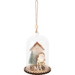 Dekoratief | Hanger globe m/santa, goud/naturel, hout/glas, 8x8x11cm | A255380 Dekoratief | Hanger globe m/santa, goud/naturel, hout/glas, 8x8x11cm | A255380
