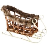 Dekoratief | Slee m/bont, naturel, hout/metaal, 45x22x32cm | A255639 Dekoratief | Slee m/bont, naturel, hout/metaal, 45x22x32cm | A255639