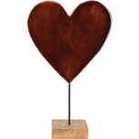 Dekoratief | Deco hart op voet, bordeaux/naturel, hout/email, 18x7x28cm | A258010