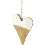 Dekoratief | Hanger hart, naturel/wit, hout/email, 14x2x19cm | A258015