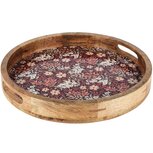 Dekoratief | Dienblad rond 'Retro Flower', hout/email, 35x35x5cm | A258028