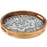 Dekoratief | Dienblad rond 'Twigs Around', hout/email, 35x35x5cm | A258029