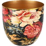 Dekoratief | Bloempot 'Flowers at Dusk', zwart/goud, metaal, 17x17x18cm | A258056