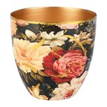 Dekoratief | Bloempot 'Flowers at Dusk', zwart/goud, metaal, 13x13x13cm | A258059