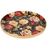 Dekoratief | Dienblad 'Flowers at Dusk', zwart/goud, metaal, 25x25x2cm | A258061