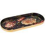 Dekoratief | Dienblad 'Magnificent Flowers', zwart/goud, metaal, 32x14x2cm | A258062