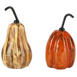 Dekoratief | Pompoentje oranje/naturel, hout, 5x5x13cm, set van 2 stuks | A258100